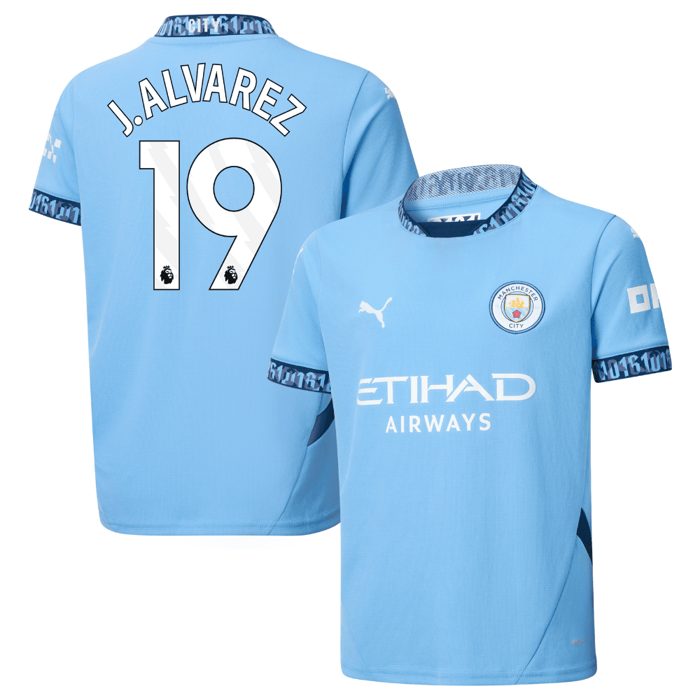 Julián Álvarez 19 Manchester City 2024/25 Home YOUTH Jersey - Light Blue