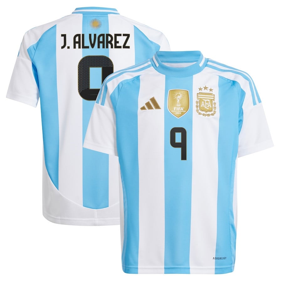Julián Álvarez 9 Argentina National Team 2024 Home YOUTH Jersey - White