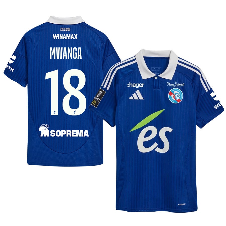Junior Mwanga 18 RC Strasbourg Alsace 2024/25 Home Men Jersey - Blue
