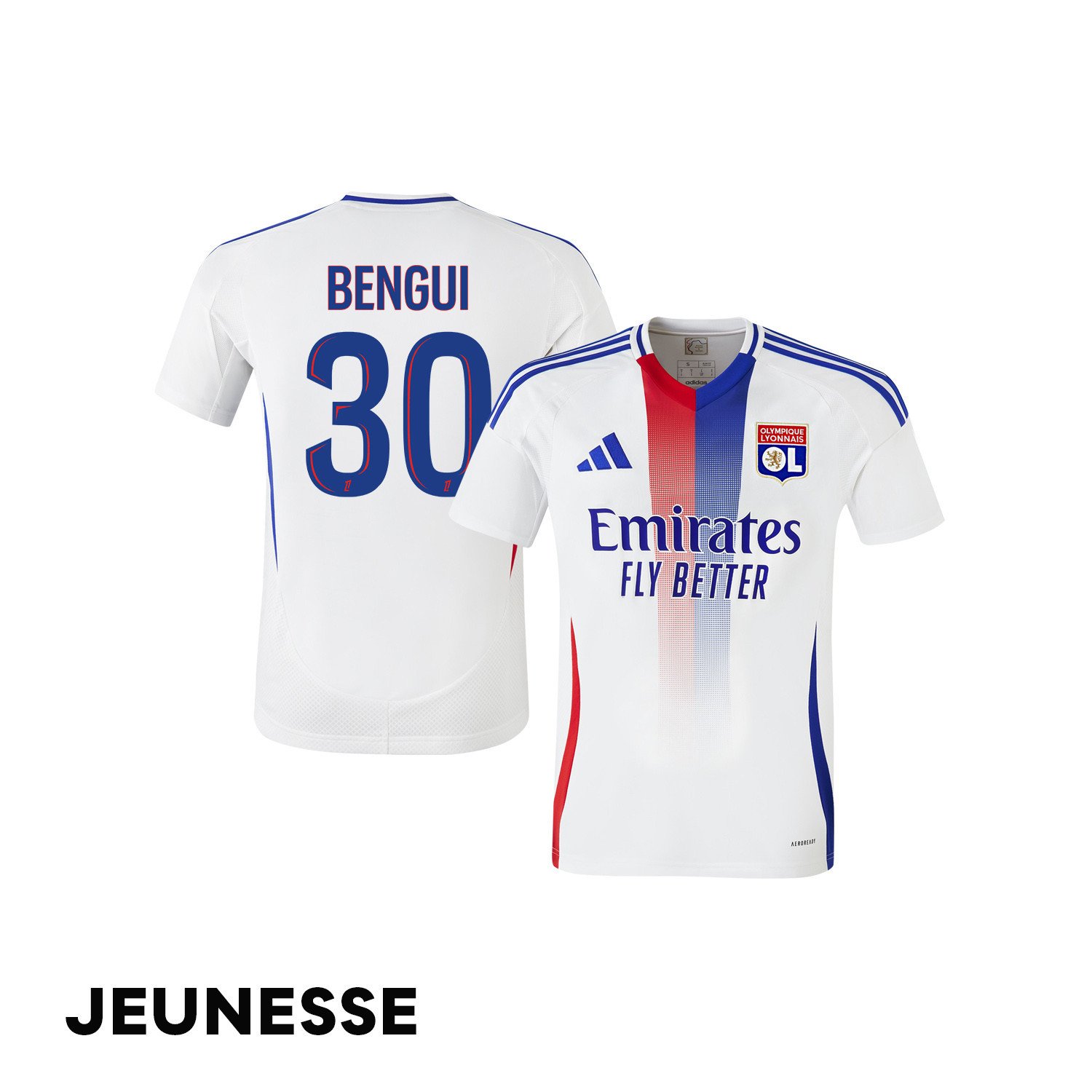 Justin Bengui Joao 30 Olympique Lyonnais 2024/25 Home YOUTH Jersey - White