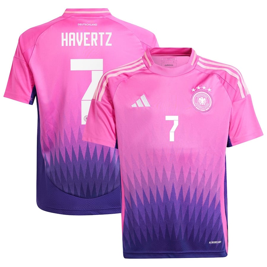 Kai Havertz 7 Germany National Team 2024 Away YOUTH Jersey - Pink