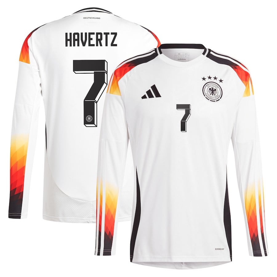 Kai Havertz 7 Germany National Team 2024 Home Long Sleeve Men Jersey - White