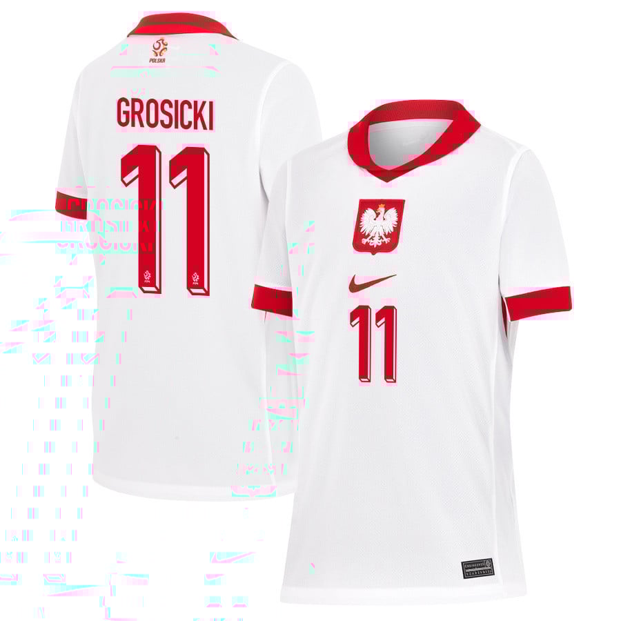 Kamil Grosicki 11 Poland National Team 2024/25 Home YOUTH Jersey - White