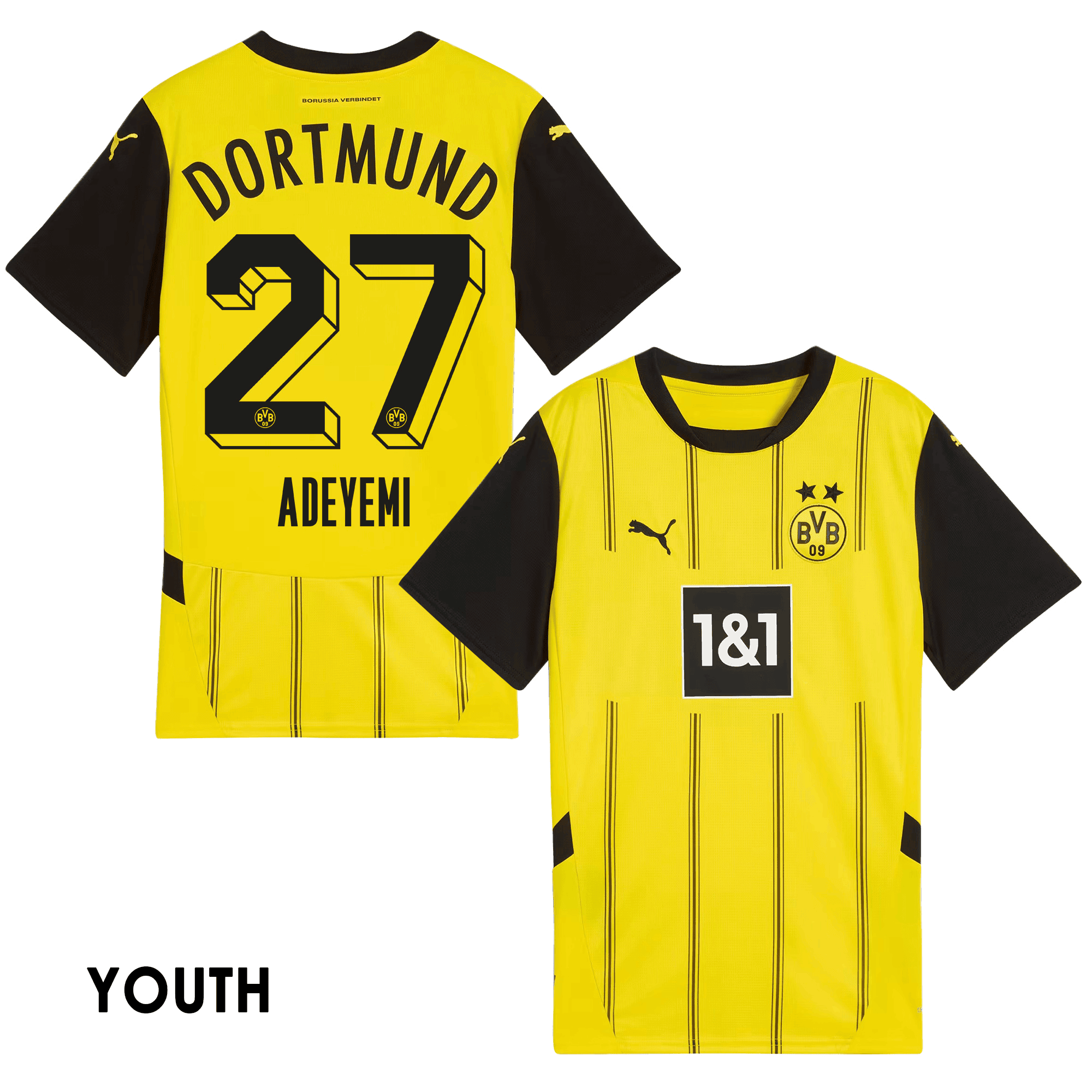 Karim Adeyemi 27 Borussia Dortmund 2024/25 YOUTH Home Jersey - Yellow