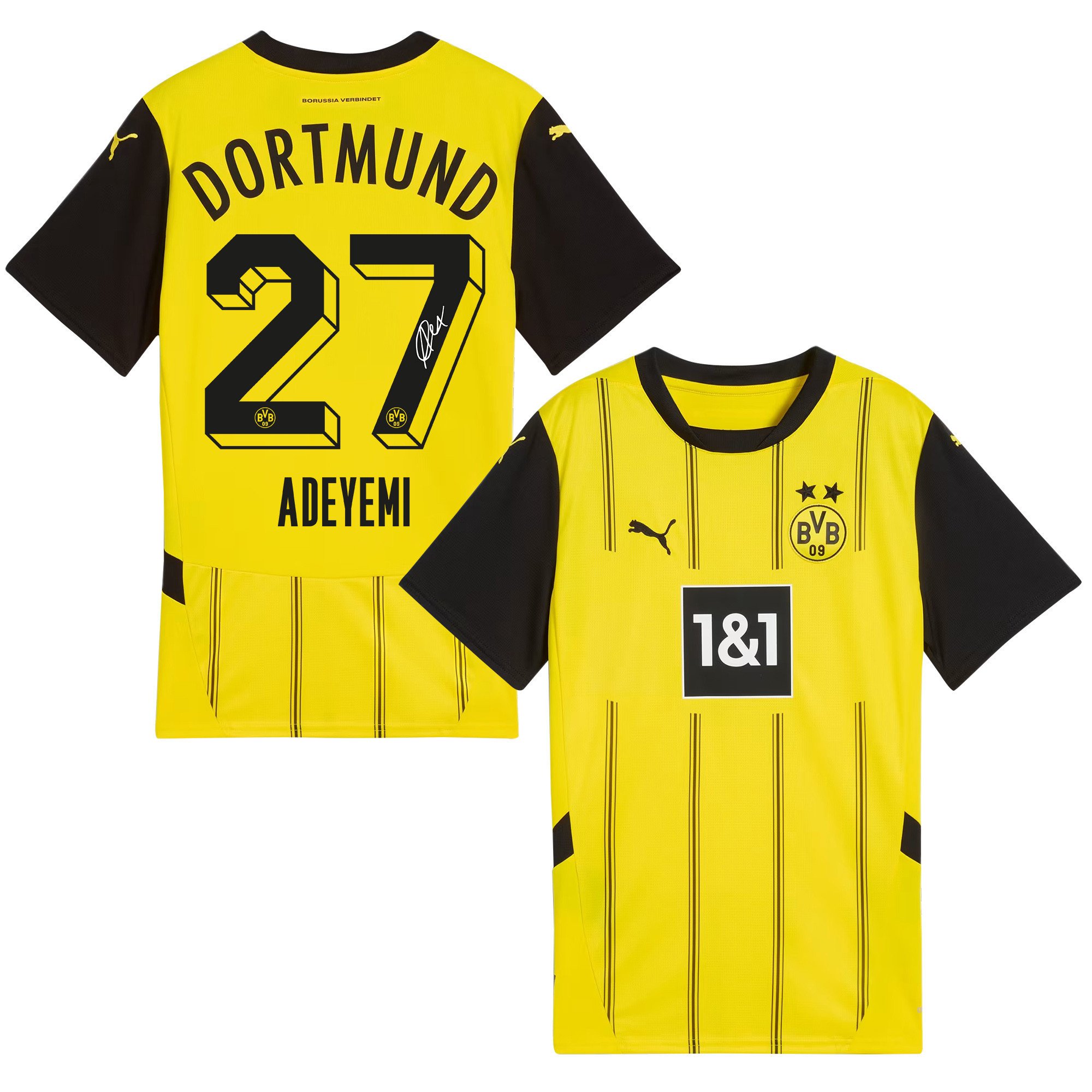 Karim Adeyemi 27 Signed Borussia Dortmund 2024/25 Home Jersey Autographed - Men, Yellow