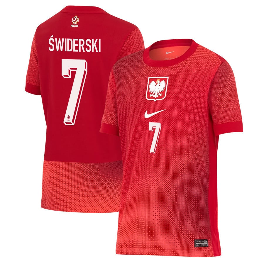Karol Świderski 7 Poland National Team 2024/25 Away YOUTH Jersey - Red