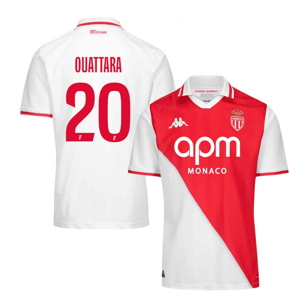 Kassoum Ouattara 20 AS Monaco 2024/25 Home Men Jersey - White/Red