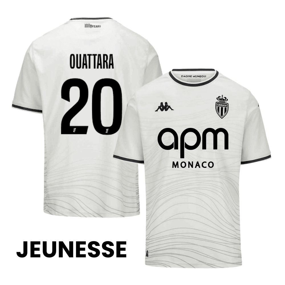 Kassoum Ouattara 20 AS Monaco 2024/25 Third YOUTH Jersey - White