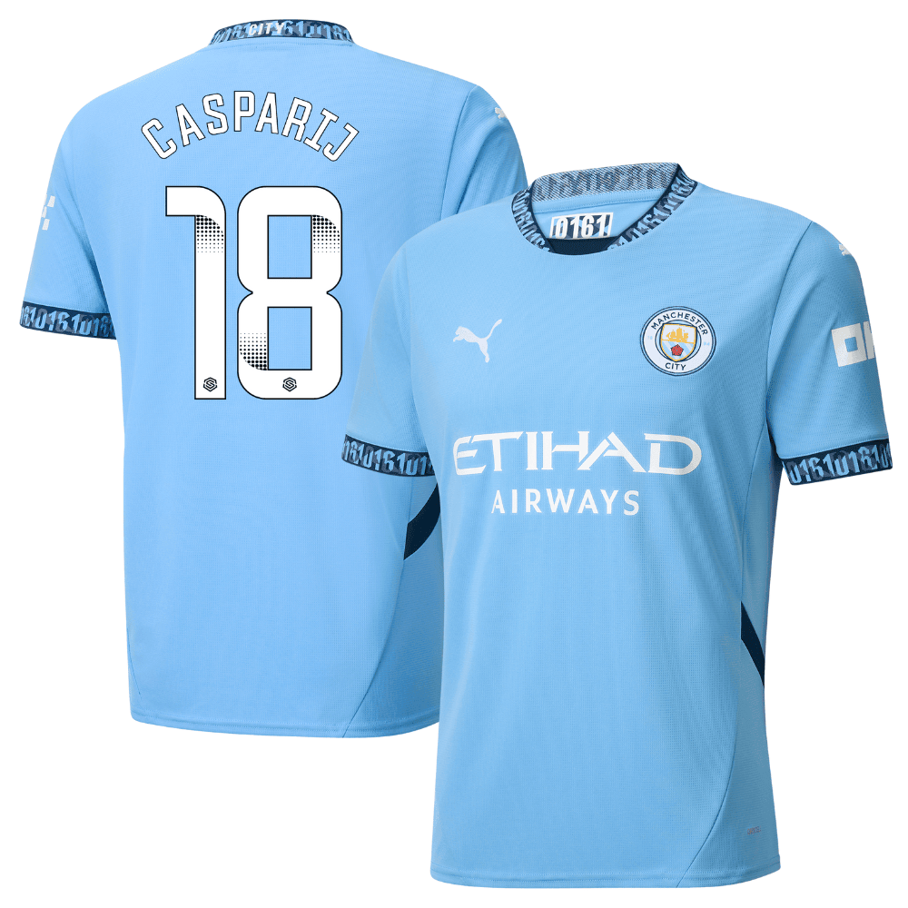Kerstin Casparij 18 Manchester City 2024/25 Women's Team Home Men Jersey - Light Blue