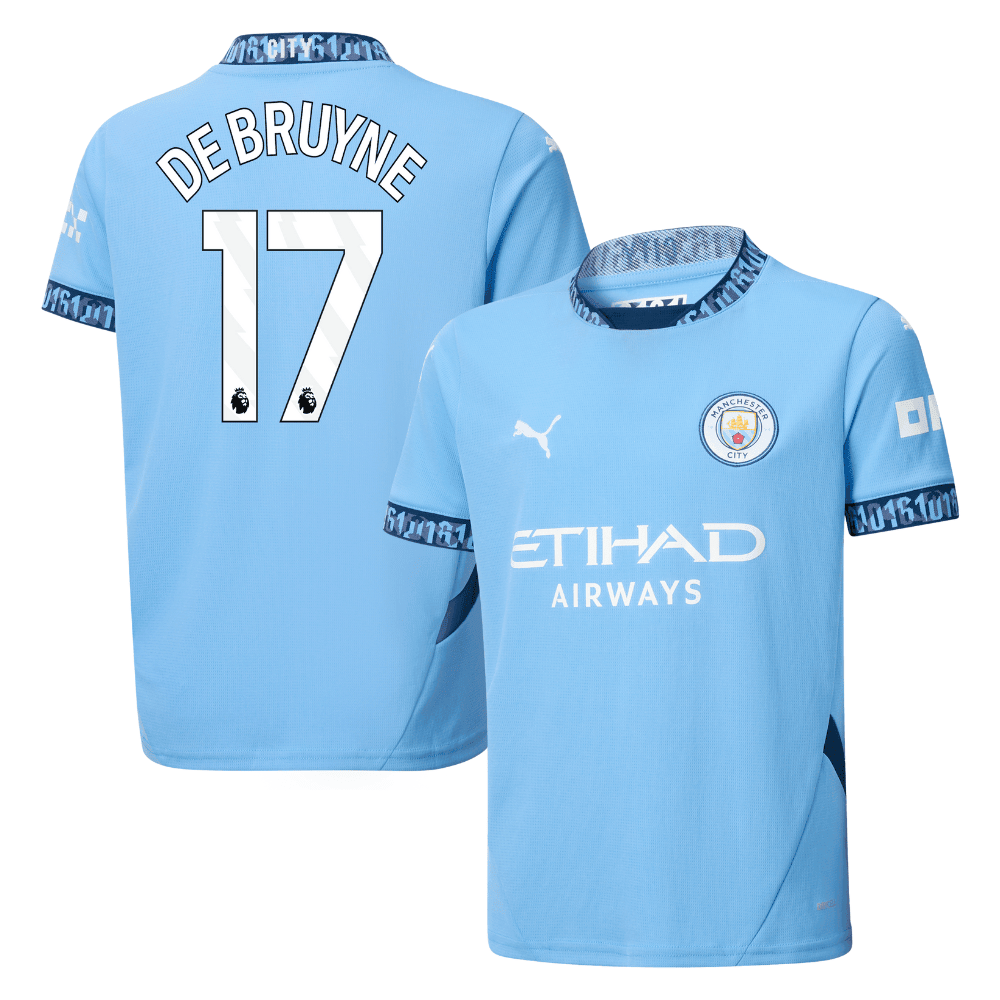 Kevin De Bruyne 17 Manchester City 2024/25 Home YOUTH Jersey - Light Blue