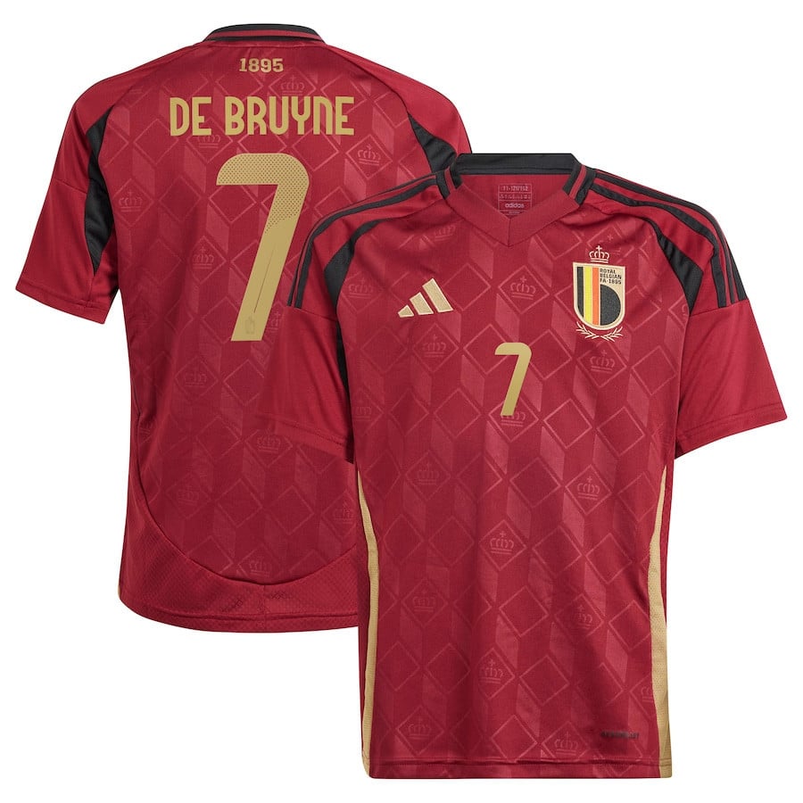 Kevin De Bruyne 7 Belgium National Team 2024 Home YOUTH Jersey - Burgundy