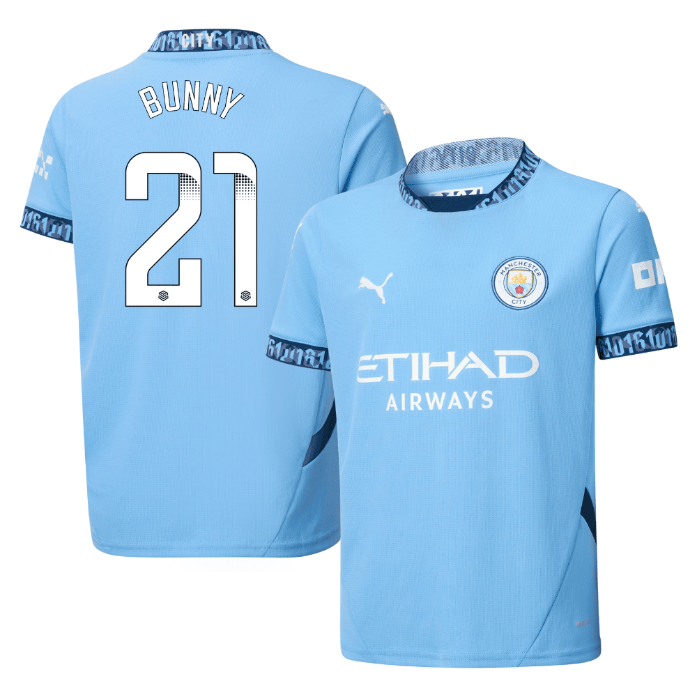 Khadija Shaw 21 Manchester City 2024/25 Women's Team Home YOUTH Jersey - Light Blue