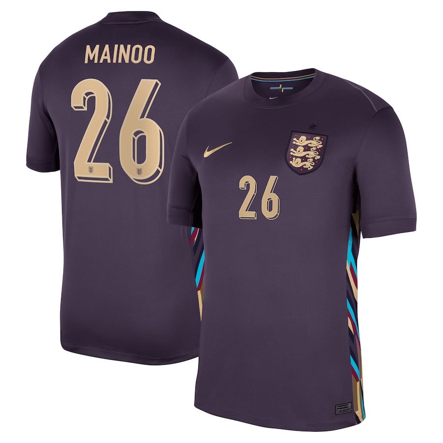 Kobbie Mainoo 26 England 2024/25 Away Stadium Football Jersey - Men Purple