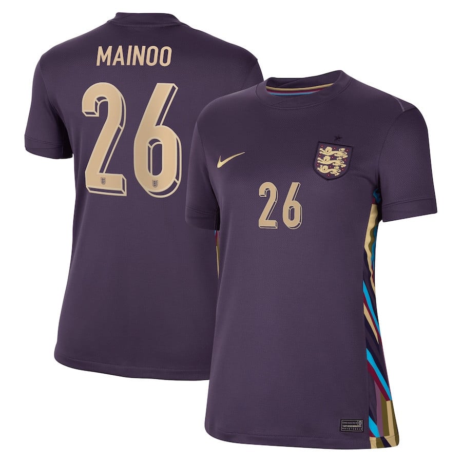 Kobbie Mainoo 26 England 2024/25 Away Stadium Football Women Jersey - Purple