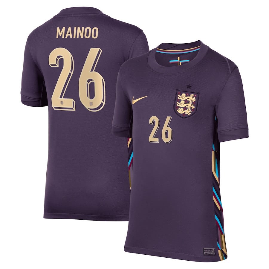 Kobbie Mainoo 26 England 2024/25 Away Stadium Football YOUTH Jersey - Purple