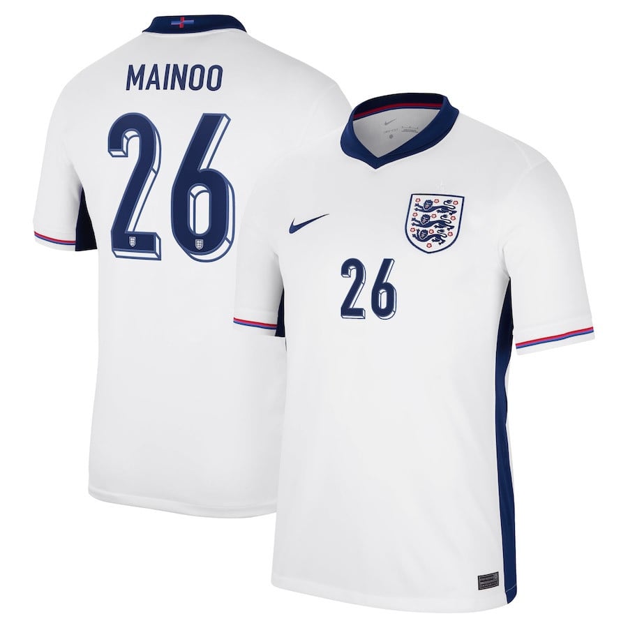 Kobbie Mainoo 26 England 2024/25 Home Stadium Football Jersey - Men White