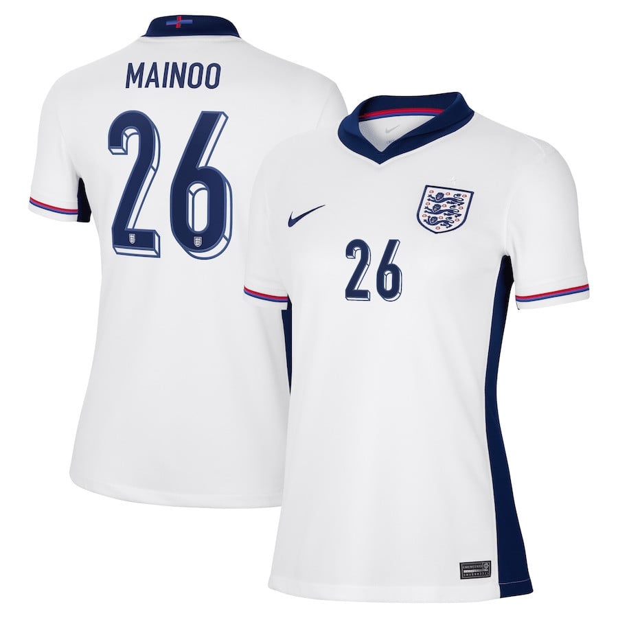Kobbie Mainoo 26 England 2024/25 Home Stadium Football Women Jersey - White