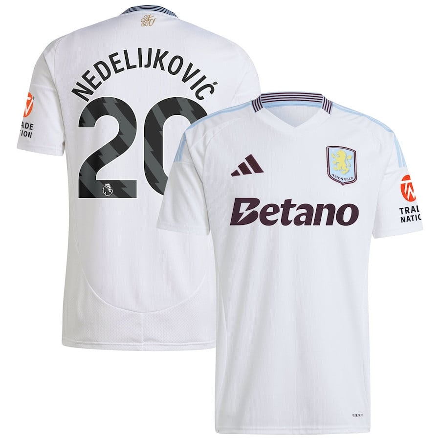 Kosta Nedeljković 20 Aston Villa 2024/25 Away Men Jersey - White