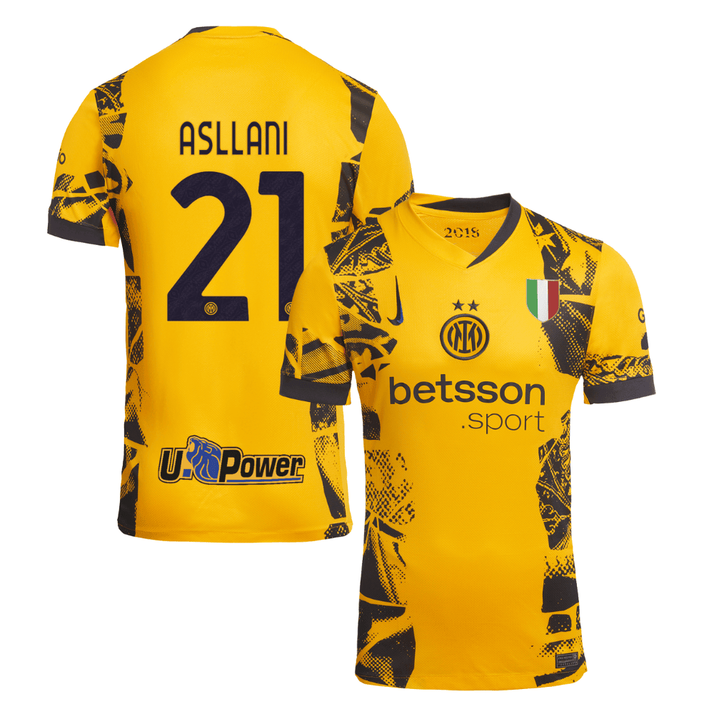 Kristjan Asllani 21 Inter Milan 2024/25 Third Men Jersey - Yellow