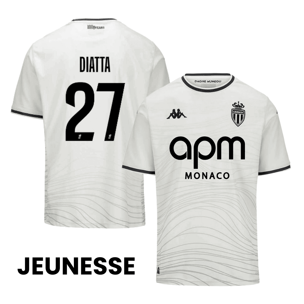 Krépin Diatta 27 AS Monaco 2024/25 Third YOUTH Jersey - White