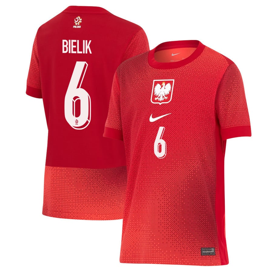 Krystian Bielik 6 Poland National Team 2024/25 Away YOUTH Jersey - Red
