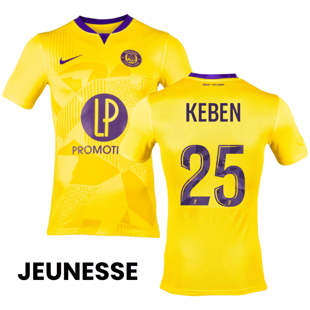 Kévin Keben 25 Toulouse FC 2024/25 Away YOUTH Jersey - Yellow