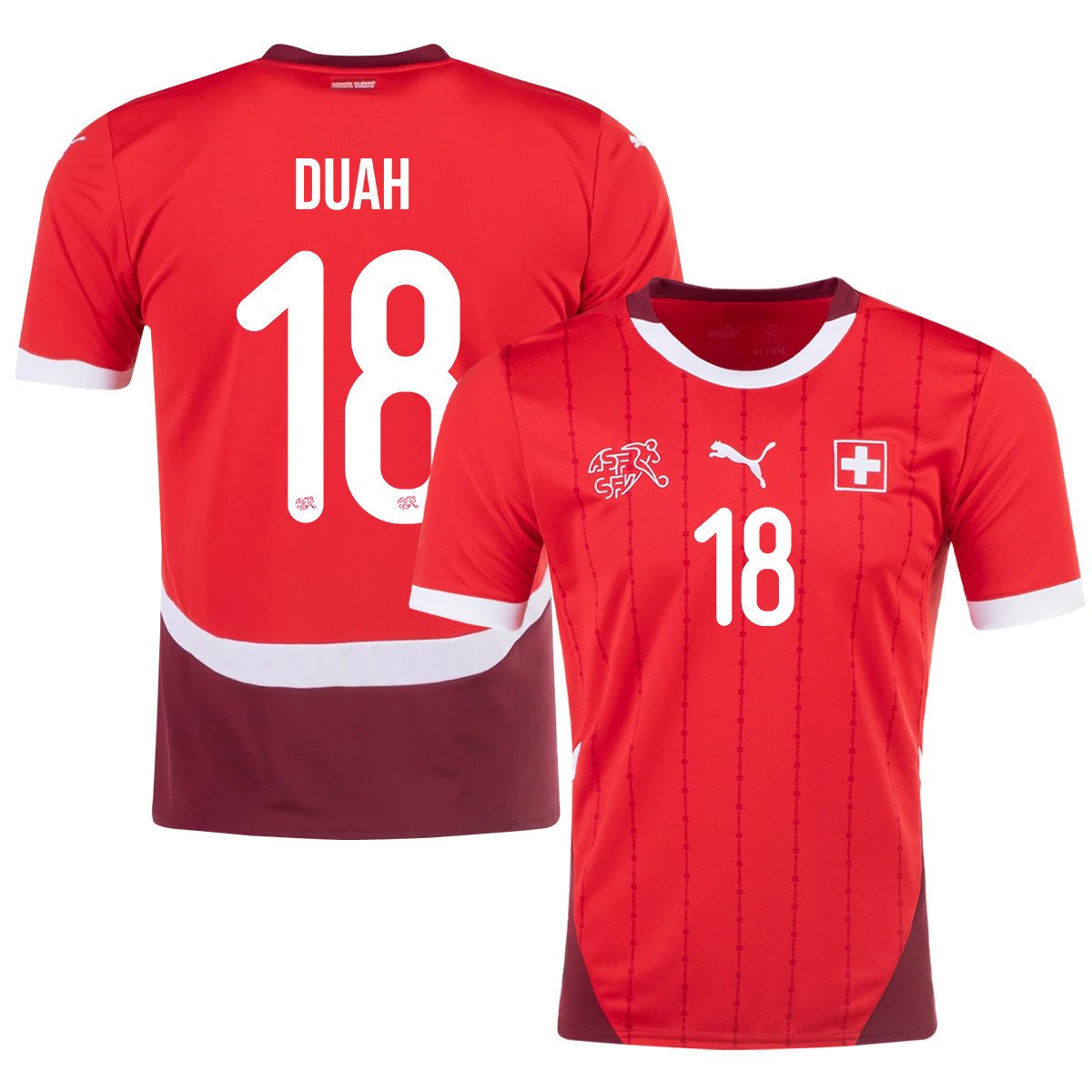 Kwadwo Duah 18 Switzerland National Team 2024/25 Home Men Jersey - Red