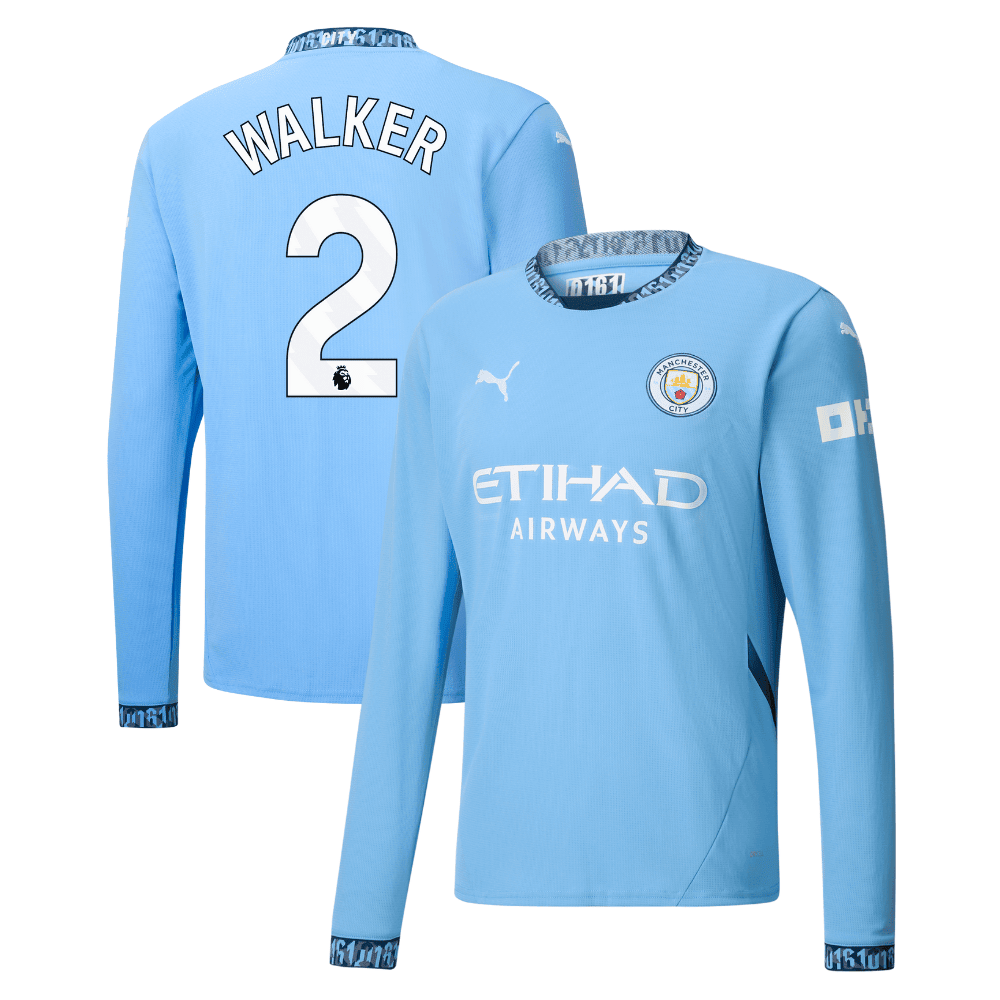 Kyle Walker 2 Manchester City 2024/25 Home Long Sleeve Men Jersey - Light Blue