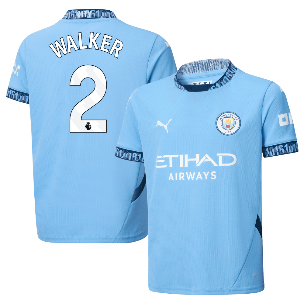 Kyle Walker 2 Manchester City 2024/25 Home YOUTH Jersey - Light Blue