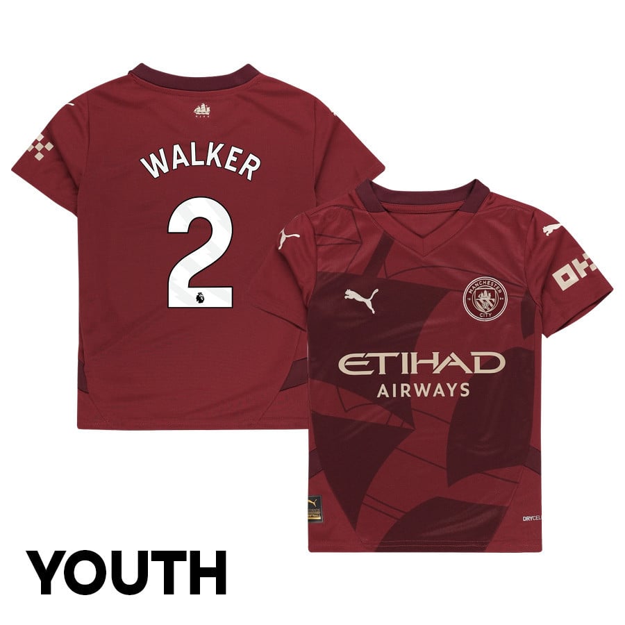 Kyle Walker 2 Manchester City 2024/25 Third YOUTH Jersey - Burgundy