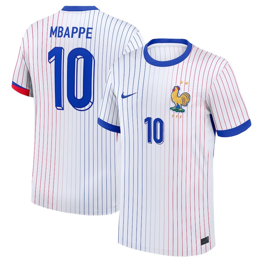 Kylian Mbappé 10 France National Team 2024 Away YOUTH Jersey - White