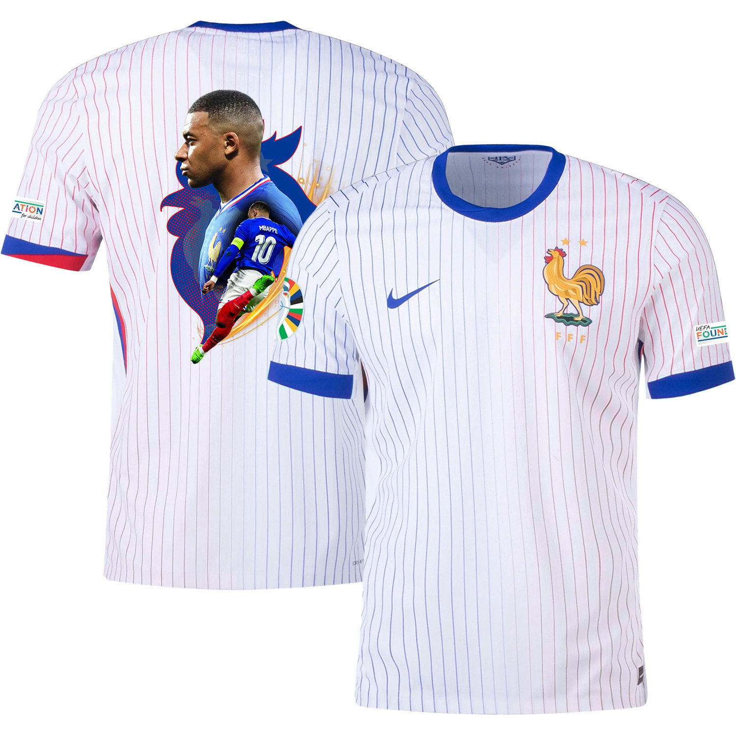 Kylian Mbappé 10 Game-changer France National Team 2024/25 Away Jersey - Euro UEFA Patch - Men, White