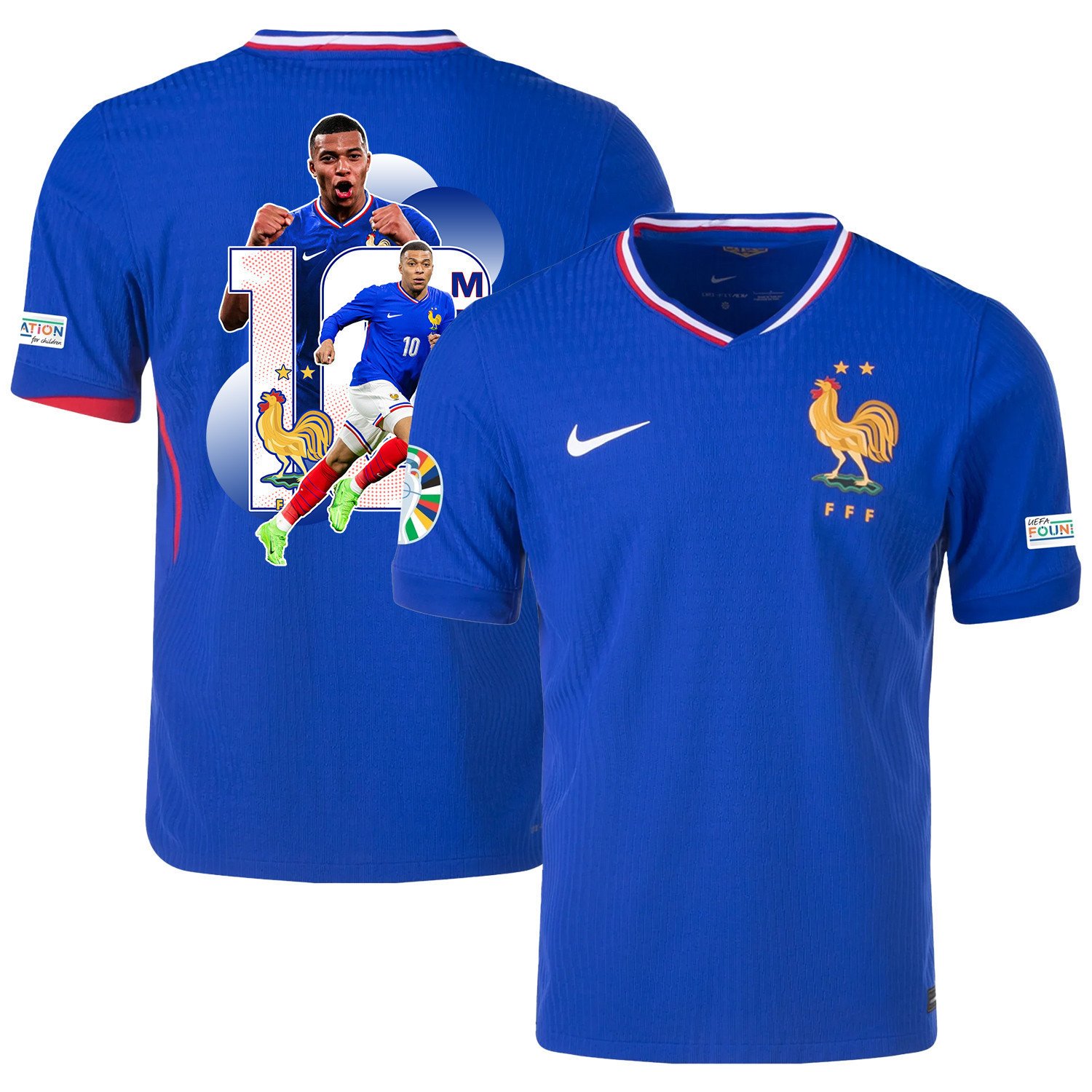 Kylian Mbappé 10 The Talented Player France National Team 2024/25 Home Jersey - Euro UEFA Patch - Men, Blue