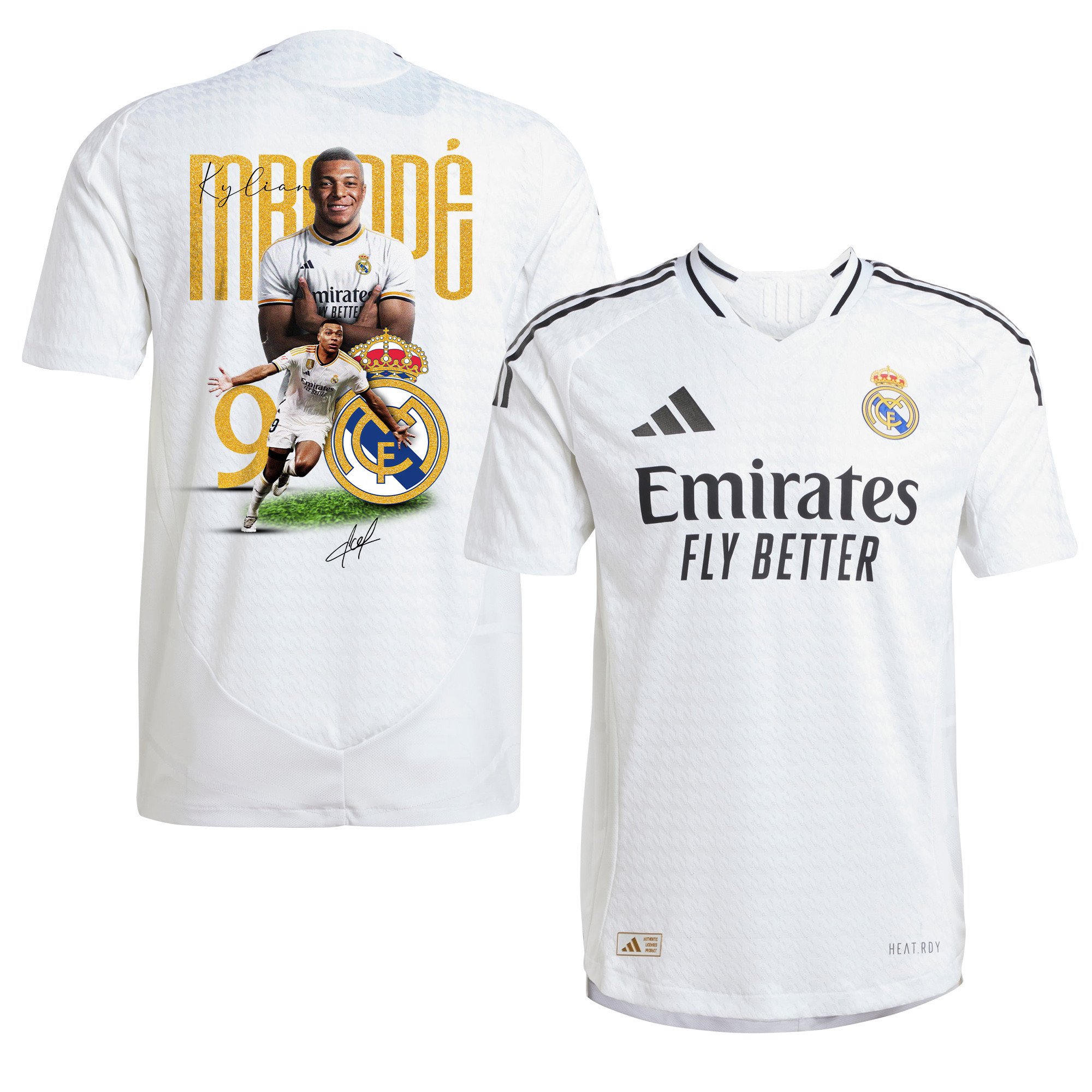 Kylian Mbappé 9 Joins Real Madrid Signature 2024-25 Home Men Jersey - White