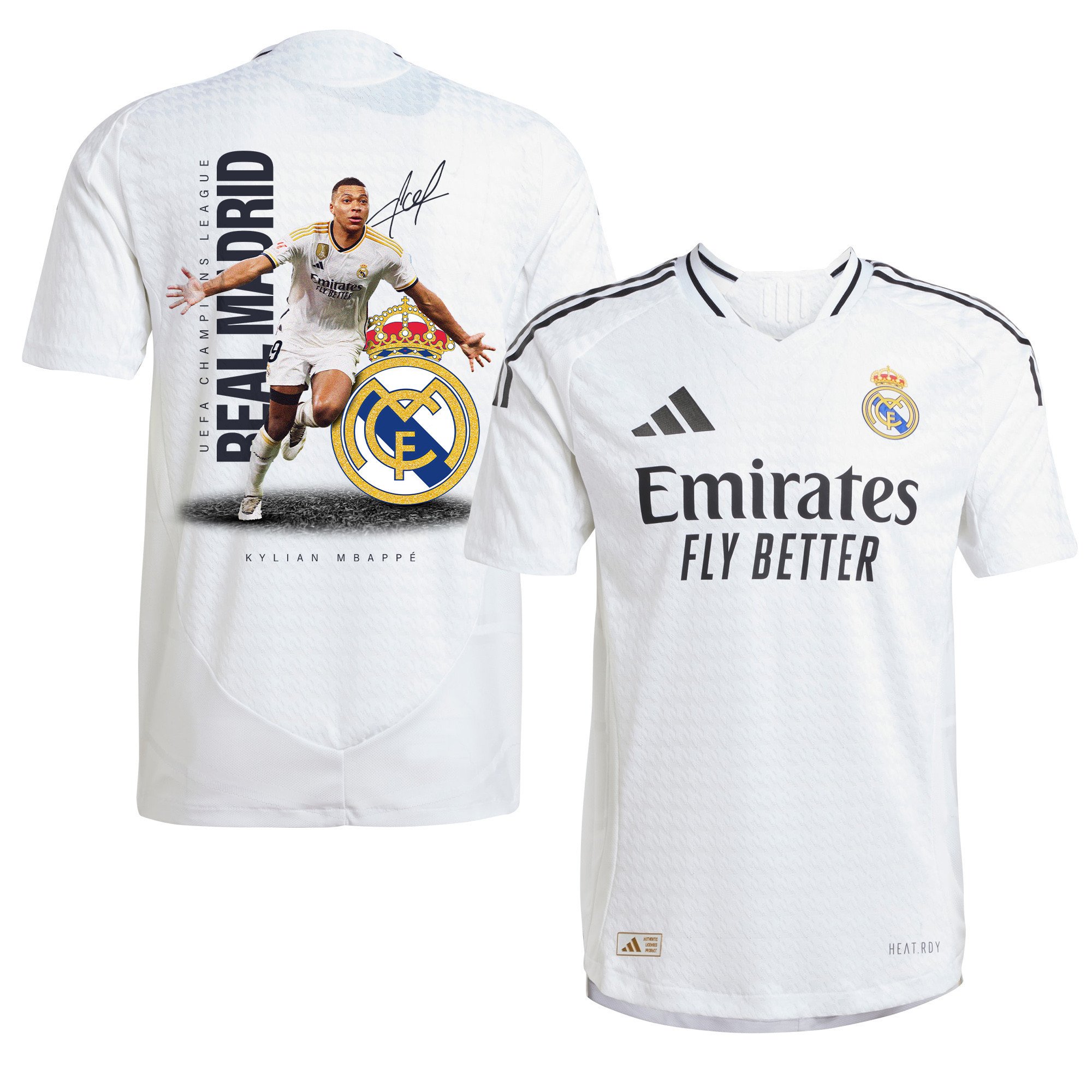 Kylian Mbappé 9 Lights Up Real Madrid 2024-25 Home Men Jersey - White