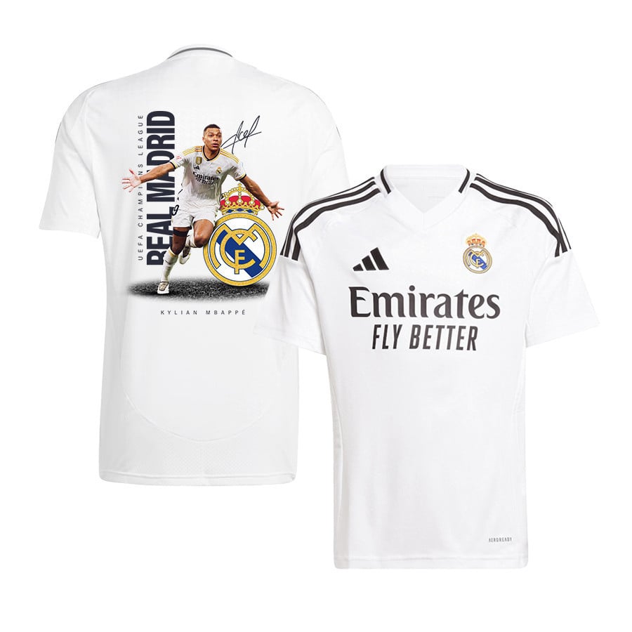 Kylian Mbappé 9 Magic For Real Madrid Signature 2024-25 Home YOUTH Jersey - White