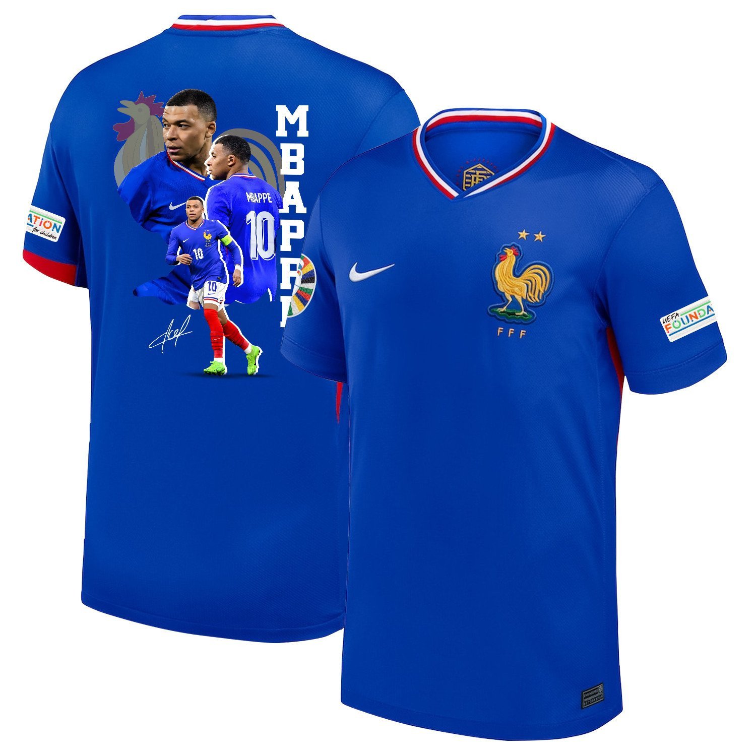 Kylian Mbappe 10 37km France 2024/25 Home Men Jersey - Blue