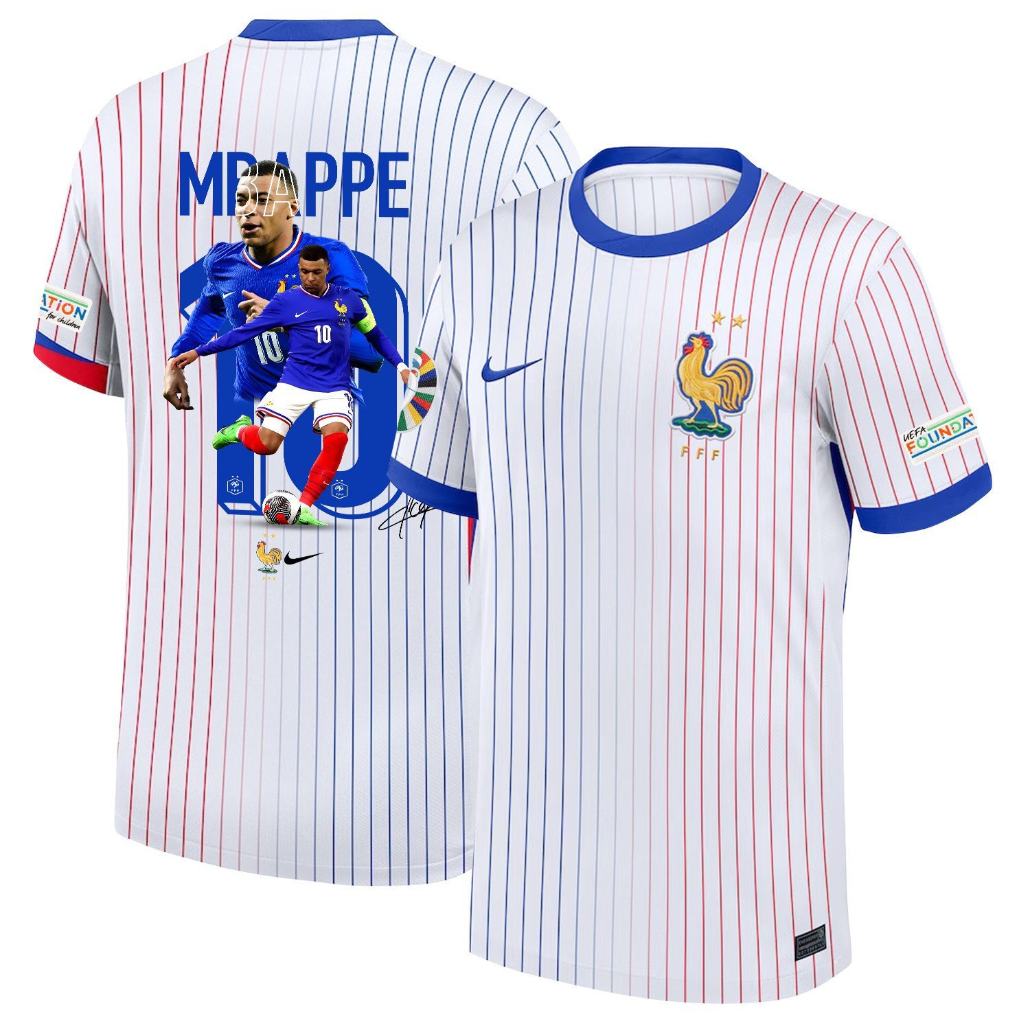 Kylian Mbappe 10 Donatello France 2024/25 Away Men Jersey - White