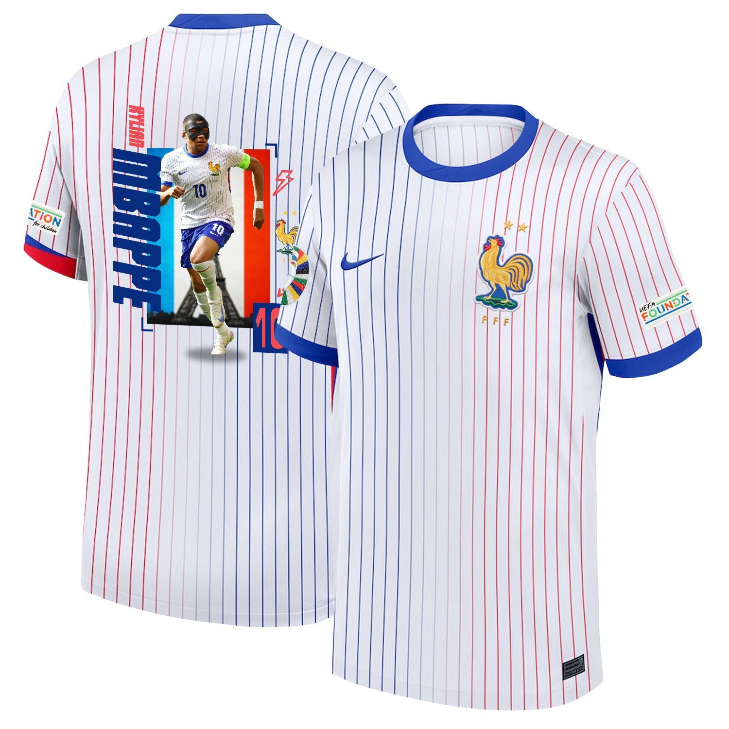 Kylian Mbappe 10 FFF Maillot France 2024/25 Away Men Jersey - White