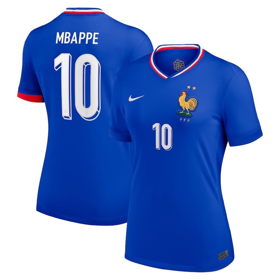 Kylian Mbappe 10 France 2024/25 Women Stadium Home Football Jersey - Blue