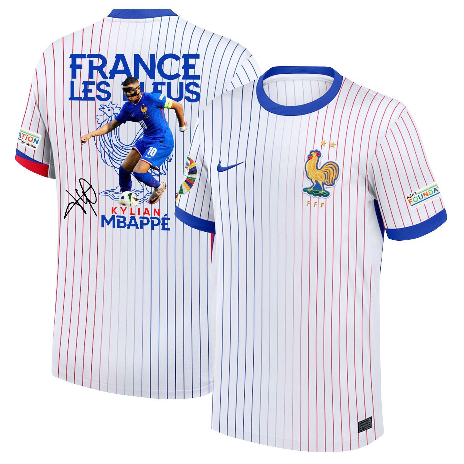 Kylian Mbappe 10 France Les Bleus France 2024/25 Away Men Jersey - White