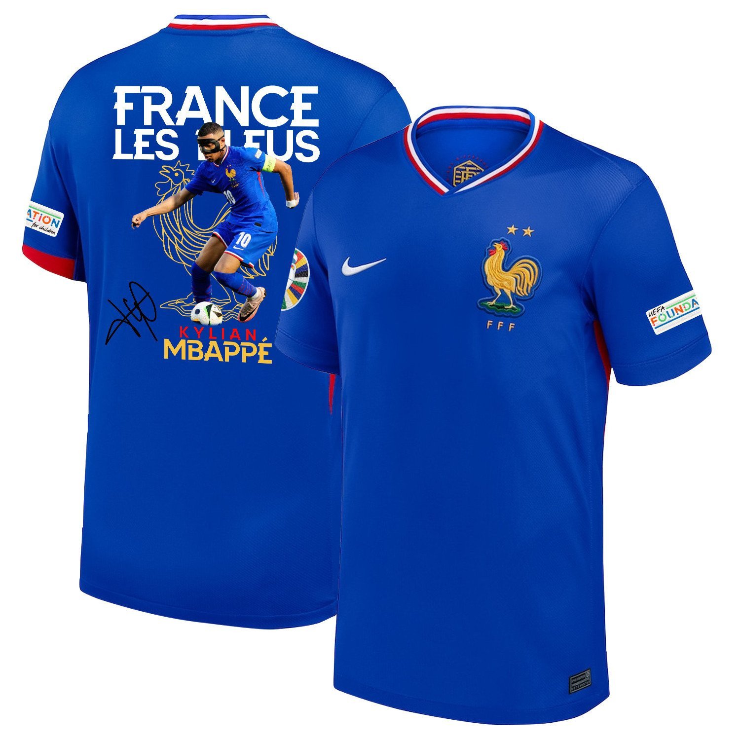 Kylian Mbappe 10 France Les Bleus France 2024/25 Home Men Jersey - Blue