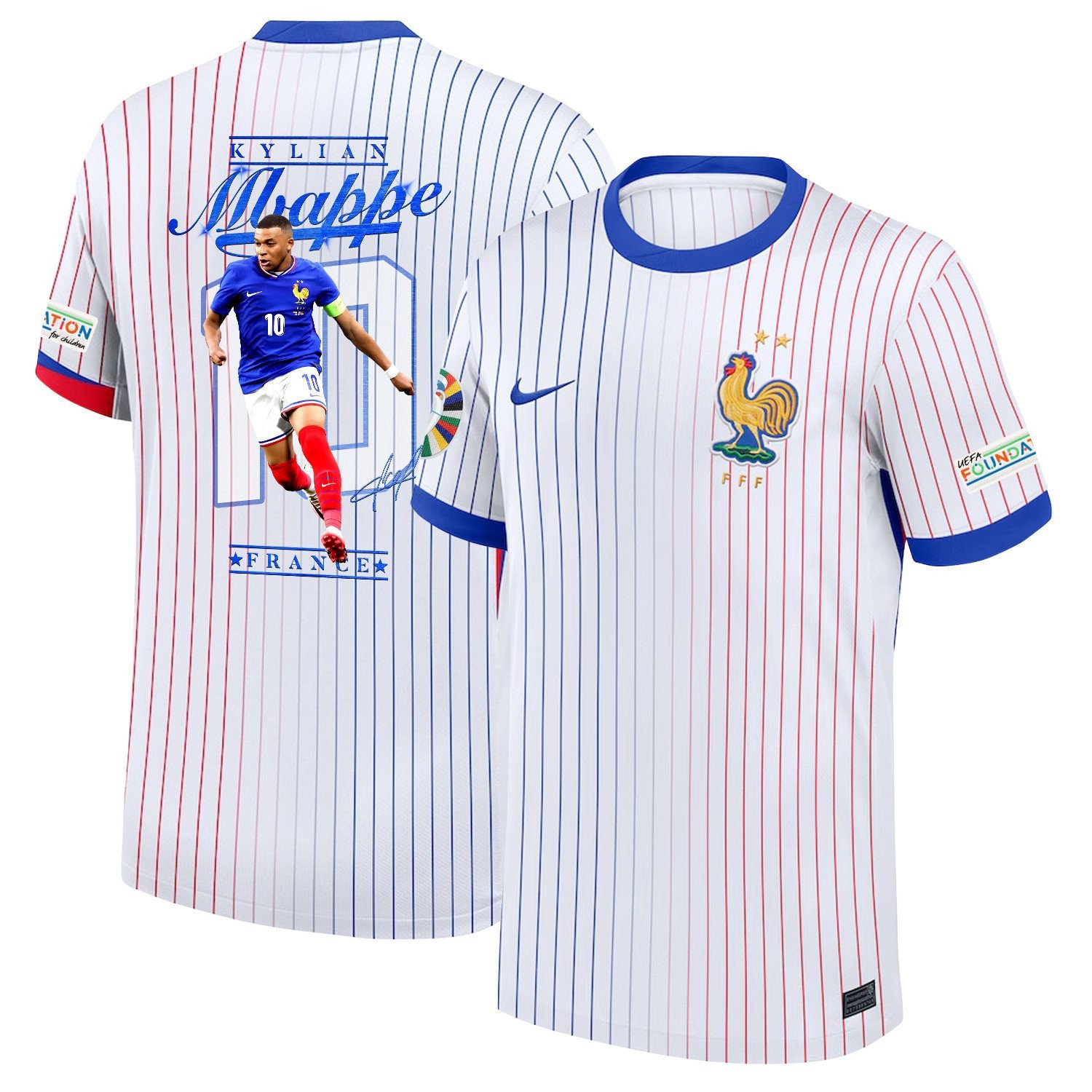 Kylian Mbappe 10 Kiki France 2024/25 Away Men Jersey - White