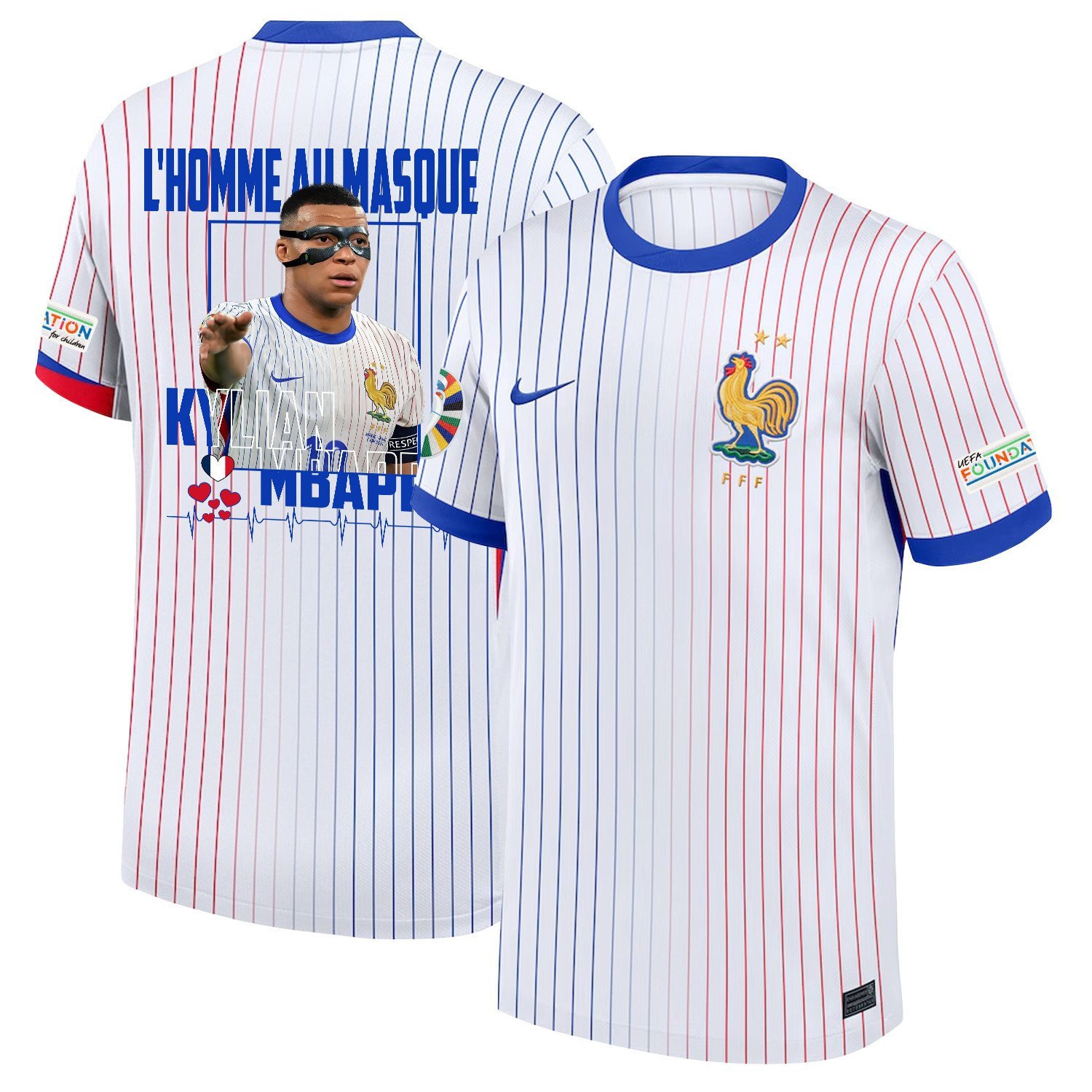 Kylian Mbappe 10 L'homme Au Masque France 2024/25 Away Men Jersey - White