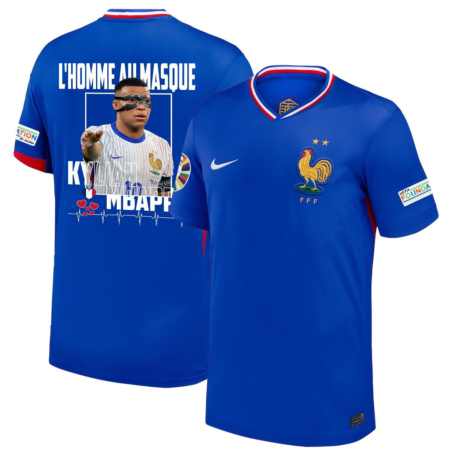Kylian Mbappe 10 L'homme Au Masque France 2024/25 Home Men Jersey - Blue