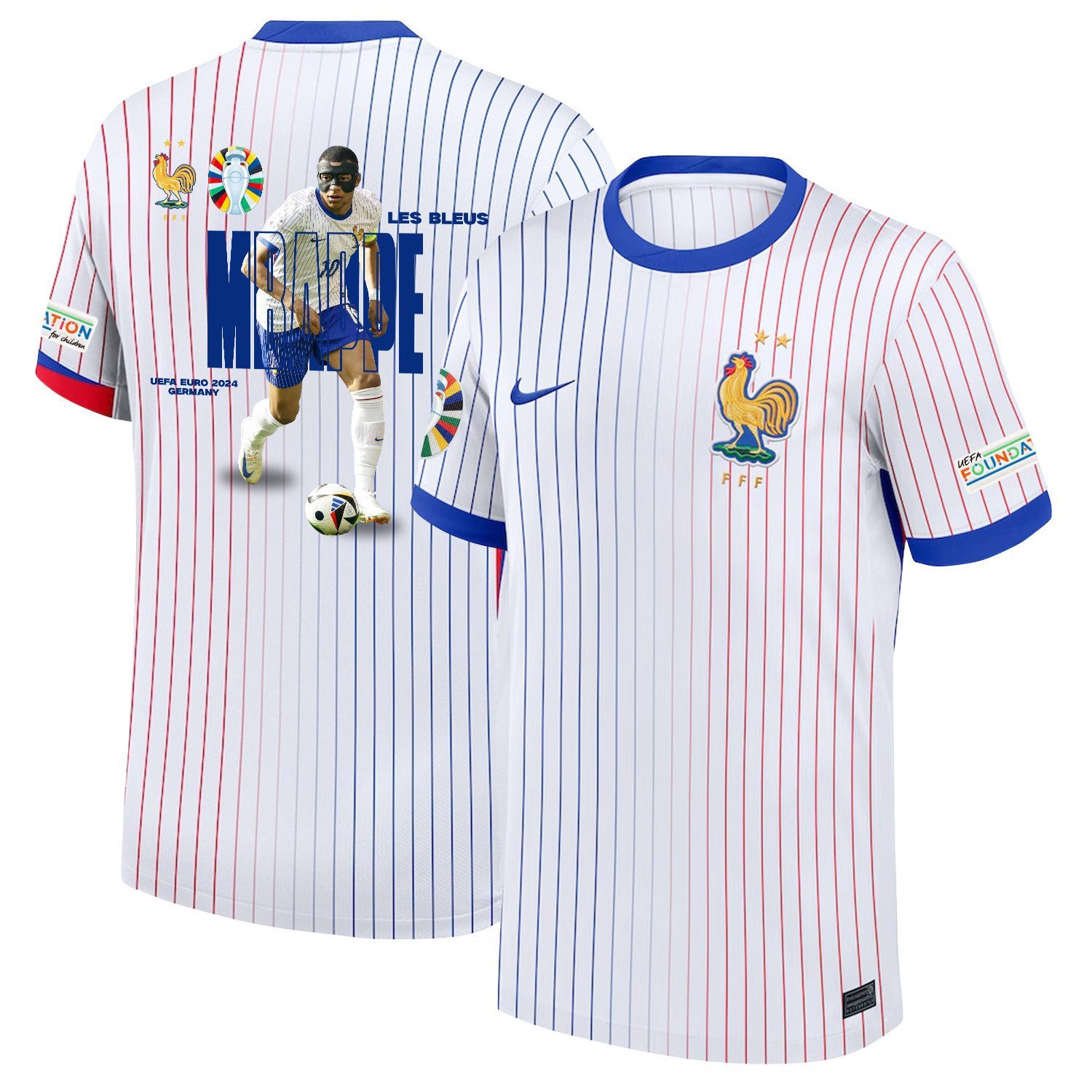 Kylian Mbappe 10 Mask France 2024/25 Away Men Jersey - White