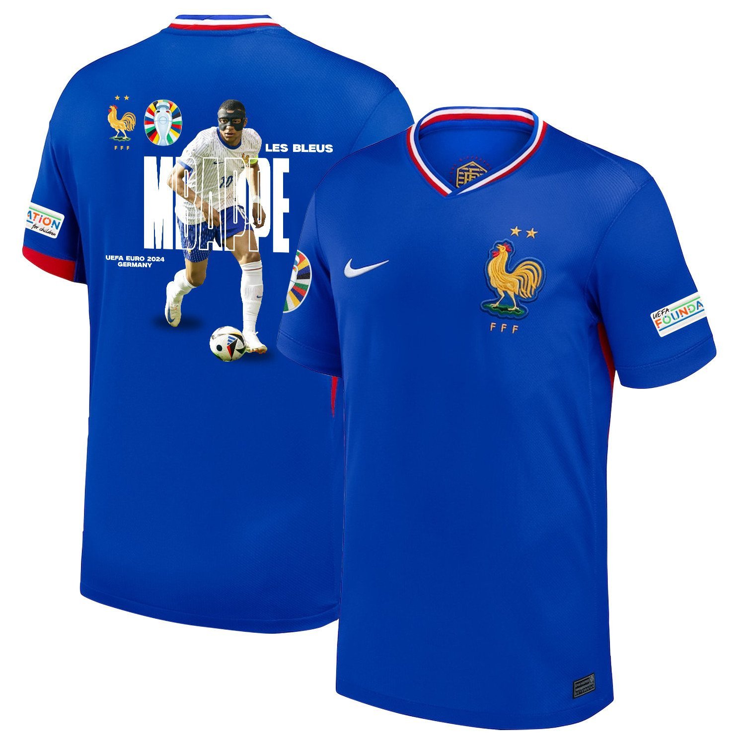 Kylian Mbappe 10 Mask France 2024/25 Home Men Jersey - Blue