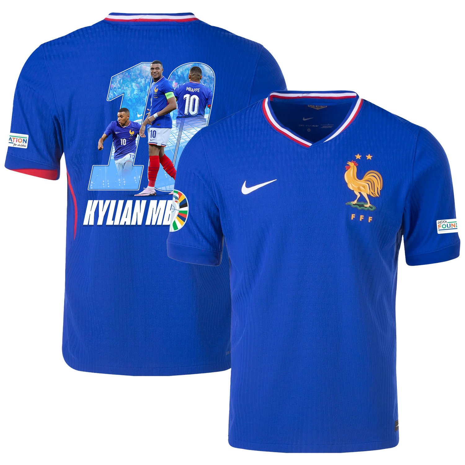 Kylian Mbappe10 Skillful Player France National Team 2024/25 Home Jersey - Euro UEFA Patch - Men, Blue
