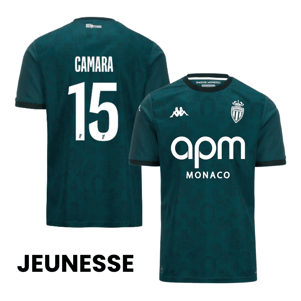 Lamine Camara 15 AS Monaco 2024/25 Away YOUTH Jersey - Green