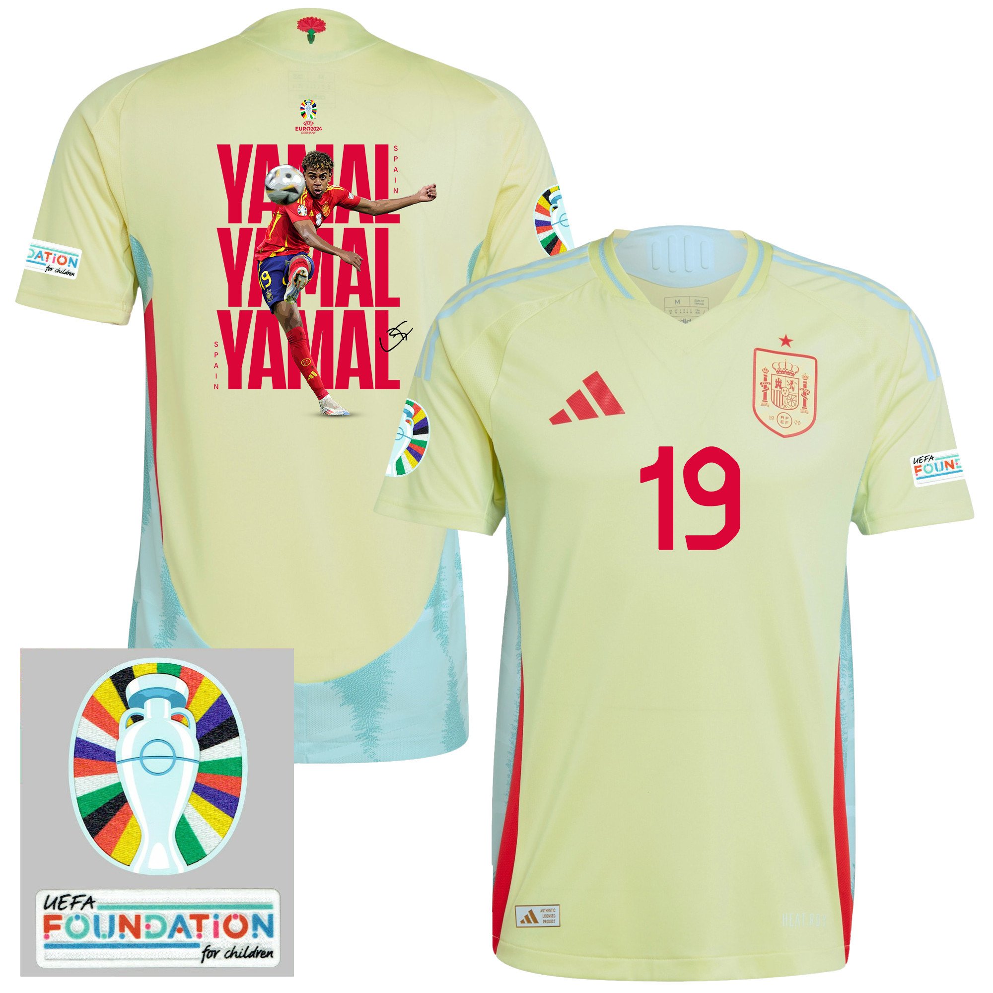 Lamine Yamal 19 Bright Future Spain National Team 2024 Away Men Jersey - Yellow